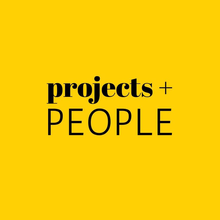 projects + PEOPLE auf einem gelben Hintergrund